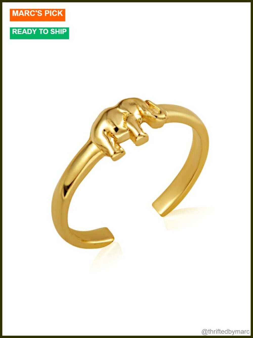 Solid Gold Adjustable Asian Elephant Toe Ring